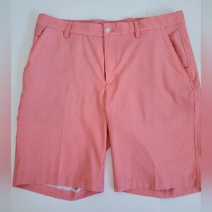 GREG NORMAN Men's M75 Moisture Wick Peach Pink Golf Shorts Size 34 Patterened